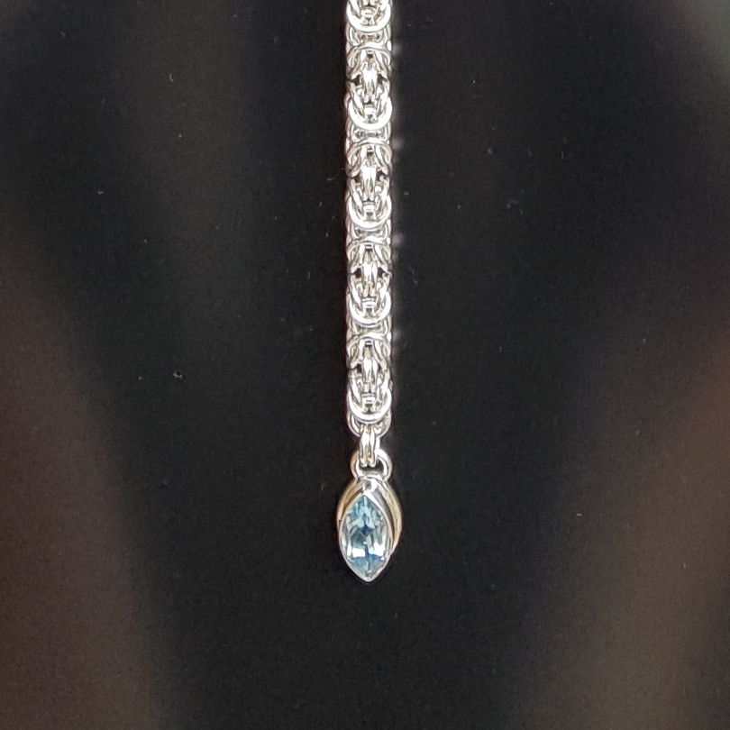 Love Enchained Byzantine Princess sterling silver chainmail and blue topaz luxury jewel leash