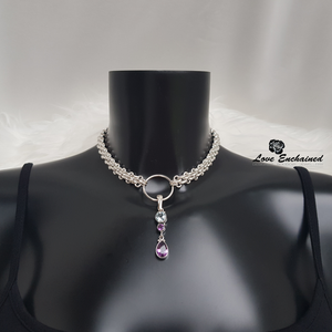 Entwined O submissive collar - Luxury sterling silver chain and large O ring