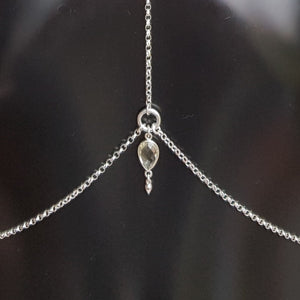 Green Beauty body chain - sterling silver chain and green amethyst