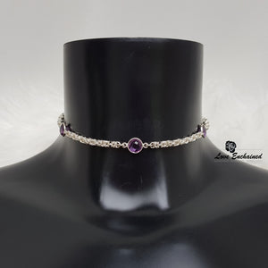 Little Byzantine Princess Amethyst - submissive day collar - sterling silver chainmail & small amethysts