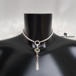 Little O Byzantine submissive collar - sterling silver Byzantine chainmaille and small O ring