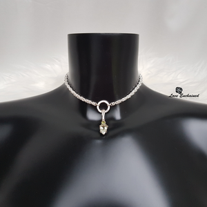 Little O Byzantine submissive collar - sterling silver Byzantine chainmaille and small O ring