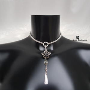 Little O Byzantine submissive collar - sterling silver Byzantine chainmaille and small O ring