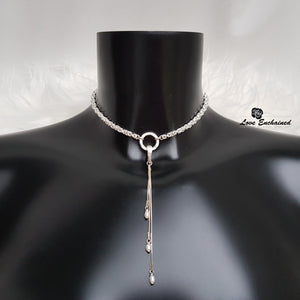 Little O Byzantine submissive collar - sterling silver Byzantine chainmaille and small O ring