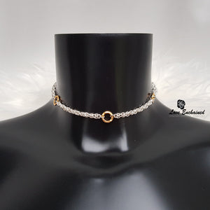 Little O Byzantine Princess day collar - sterling silver chainmail and tiny O rings