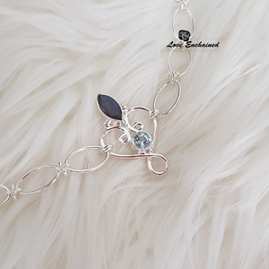 Love Knots Heart Princess day collar - Labradorite and blue Topaz