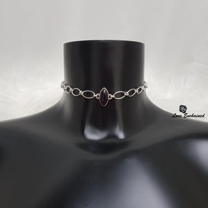 Love Knots Marquise Amethyst ~ submissive day collar - sterling silver chain and purple amethyst