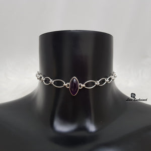 Love Knots Marquise Amethyst ~ submissive day collar - sterling silver chain and purple amethyst