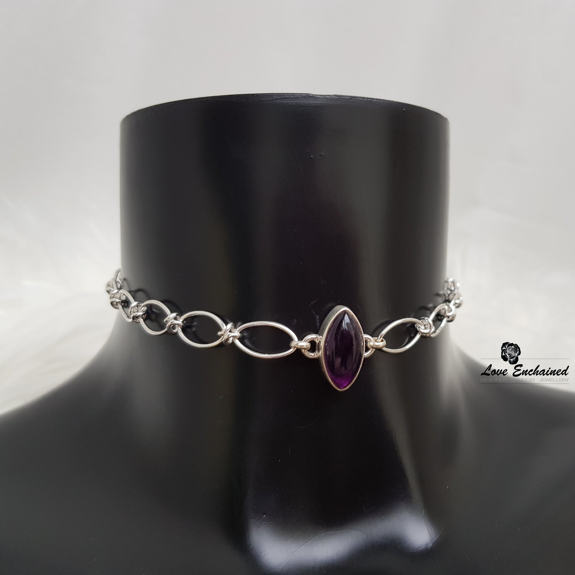 Love Knots Marquise Amethyst ~ submissive day collar - sterling silver chain and purple amethyst