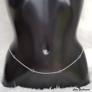 Love Enchained sterling silver and small faceted amethysts waist chain