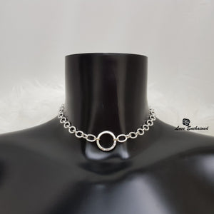 Venus O Collar and Leash/Body Chain - sterling silver chain and green amethyst