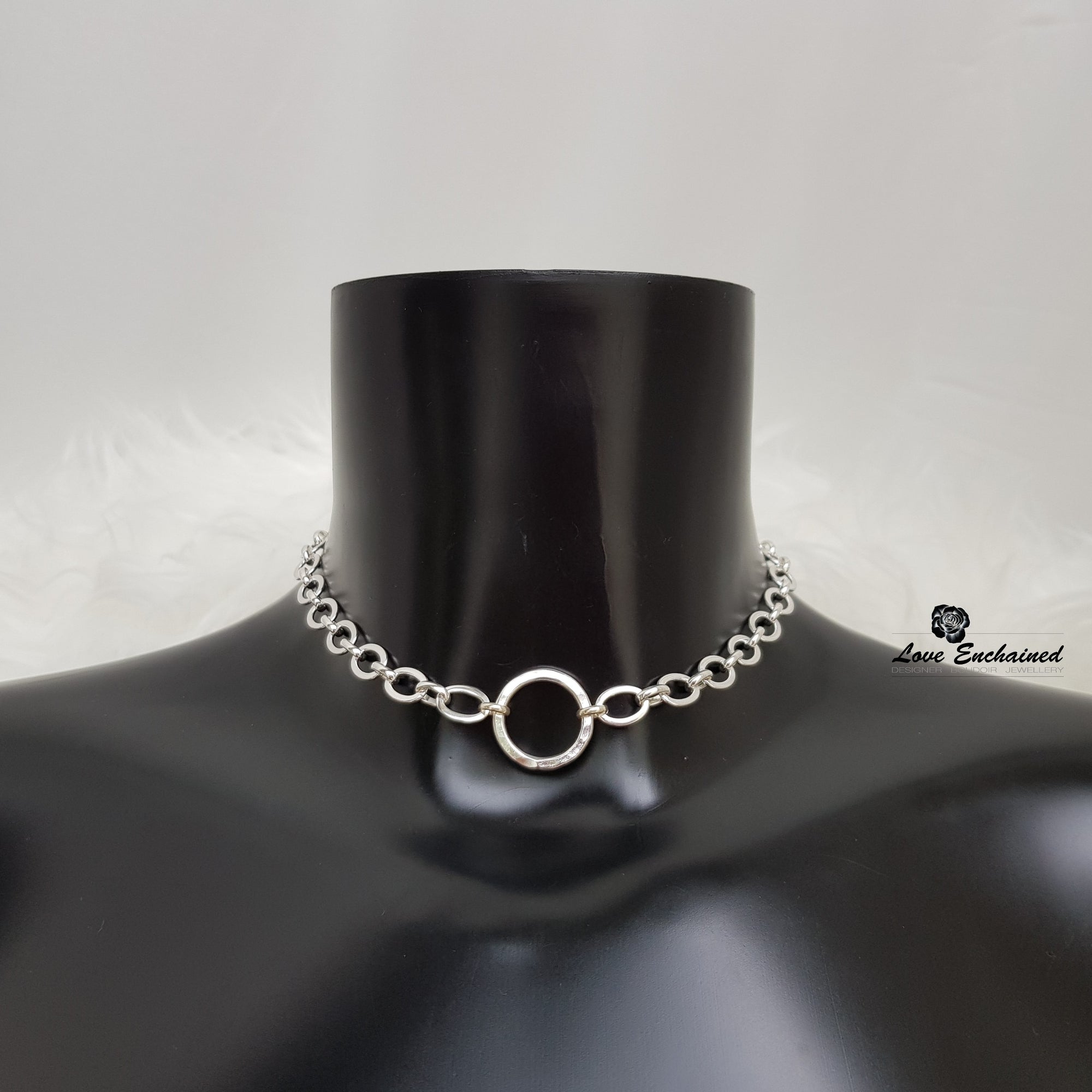 Venus O collar ~ submissive day collar - sterling silver large links chain and O ring