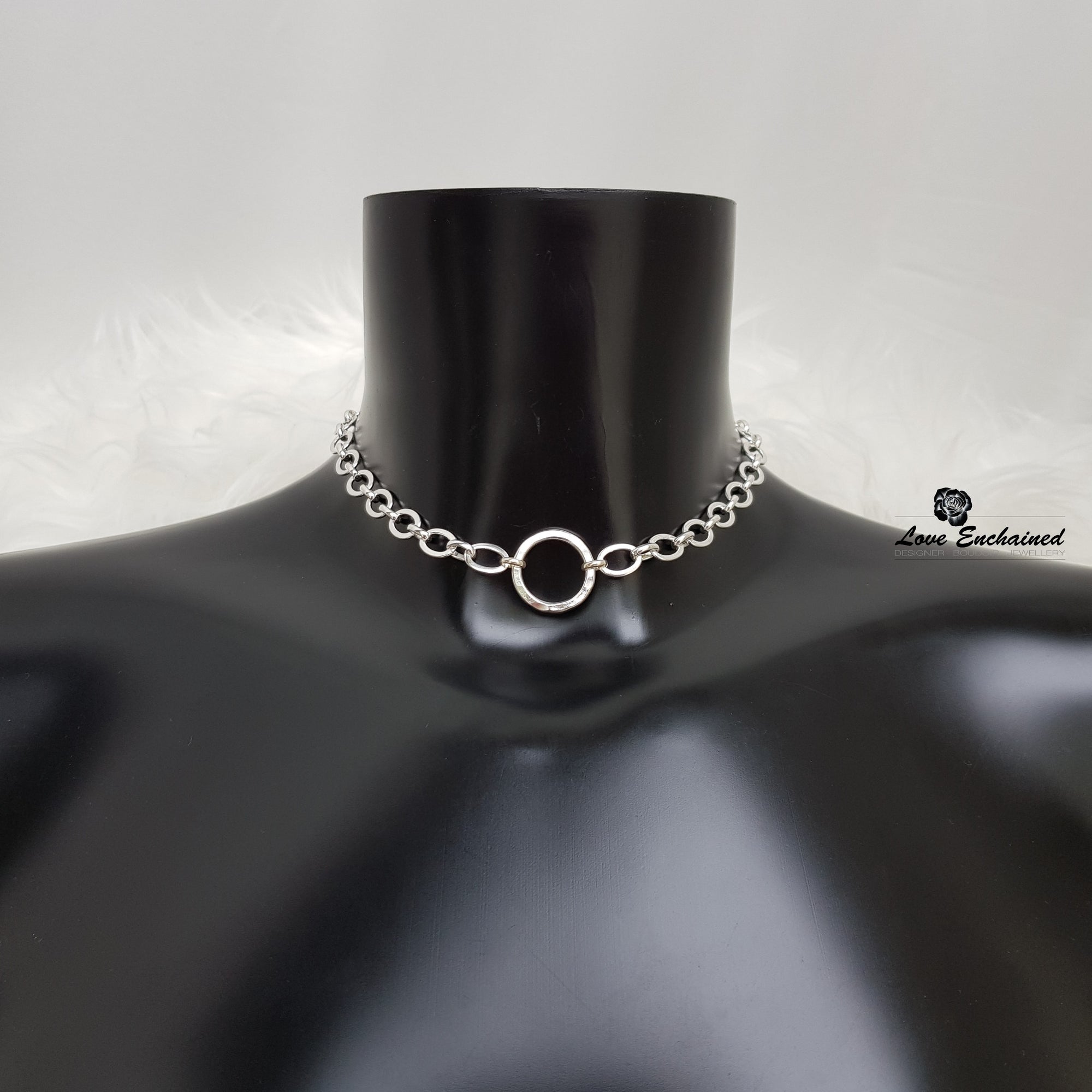 Venus O collar ~ submissive day collar - sterling silver large links chain and O ring