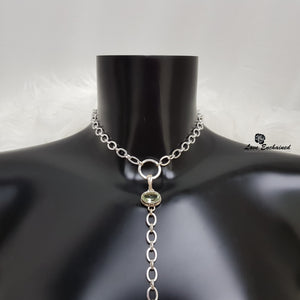 Venus Leash/Body Chain - sterling silver chain and green amethyst