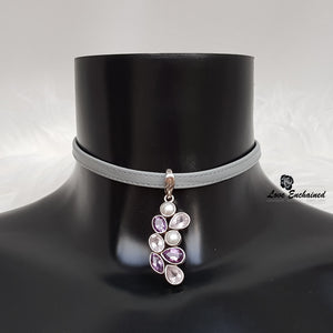 Rose Quartz, Amethyst & White Freshwater Pearl Cluster Pendant