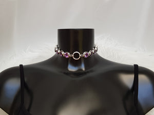 Amethyst O Goddess - Luxury submissive collar - amethyst & O ring sterling silver