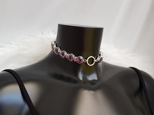 Amethyst O Goddess - Luxury submissive collar - amethyst & O ring sterling silver