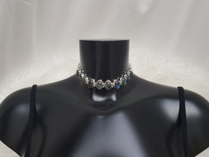 Labradorite Queen ~ Luxury submissive day collar - labradorite & chain sterling silver