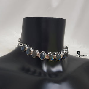 Labradorite Queen ~ Luxury submissive day collar - labradorite & chain sterling silver