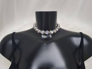 Moonstone Goddess Luxury submissive collar - sterling silver and gemstones