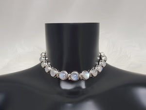 Moonstone Goddess Luxury submissive collar - sterling silver and gemstones