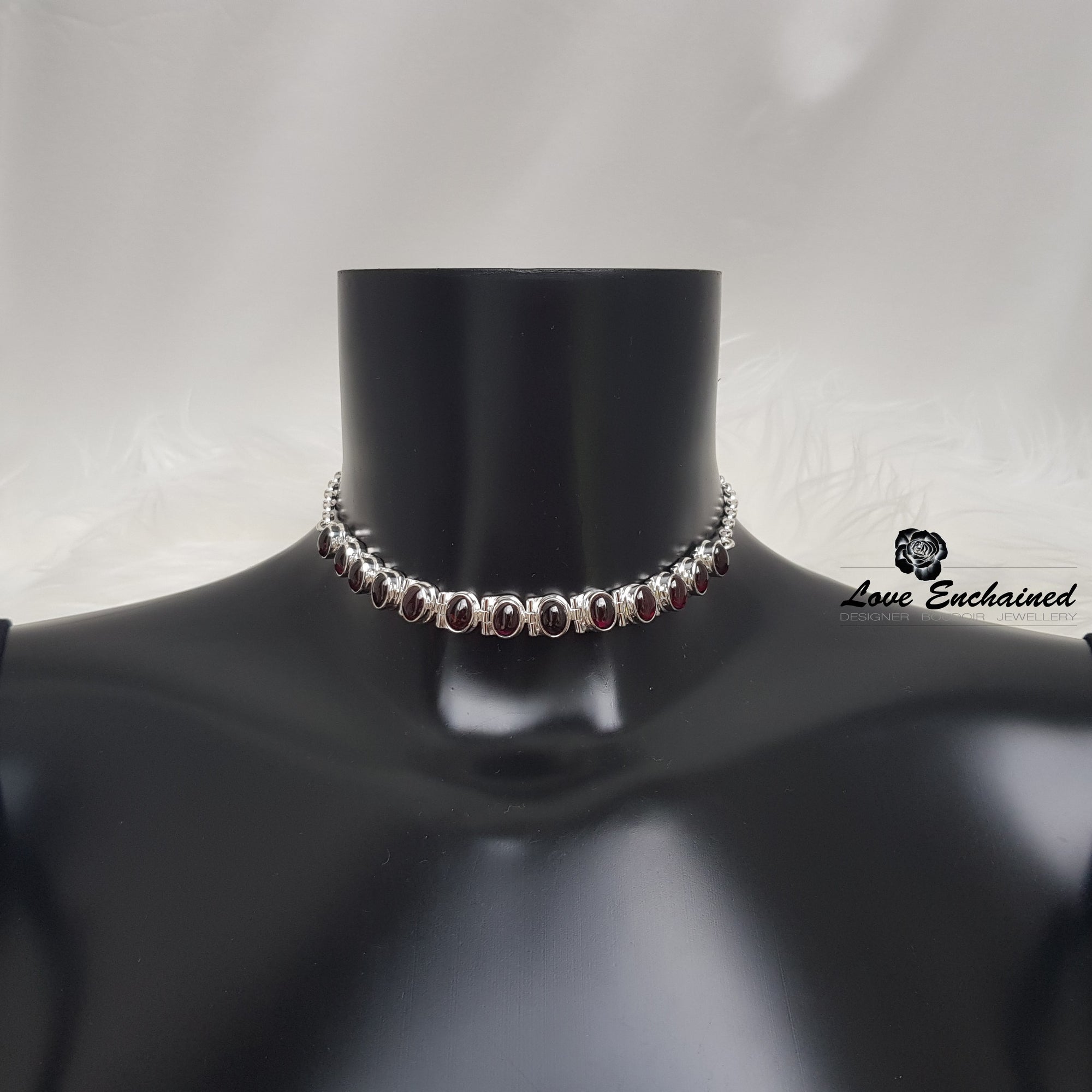 Burgundy Beauty day collar - sterling silver and garnets collar