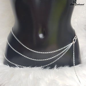 Love Enchained luxury sterling silver triple waist chain with O ring and spike