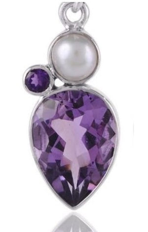 Amethyst & White Freshwater Pearl Pendant