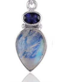 Iolite & Rainbow Moonstone Pendant