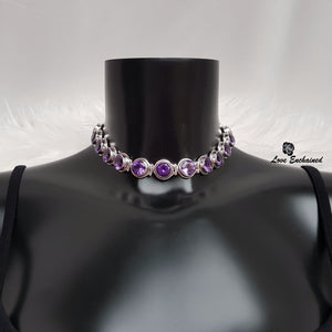 Amethyst Goddess submissive collar - sterling silver hinged purple amethyst collar