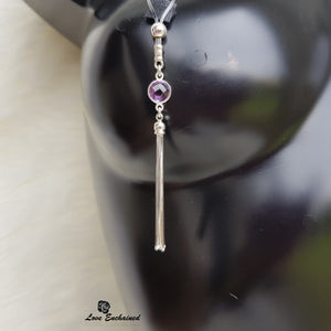 Tassel Princess nipple jewellery - sterling silver chain and purple amethyst